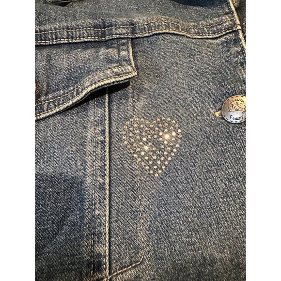 Vintage Quacker Factory 2X Denim Jean Jacket – Sparkly Rhinestone Hearts – Y2K - Picture 12 of 13